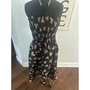 Disney Parks Mickey Mouse Leopard Print Smocked Halter Dress Black XL